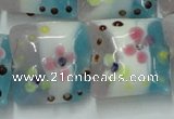 CLG809 15.5 inches 20*20mm square lampwork glass beads wholesale