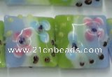 CLG811 15.5 inches 20*20mm square lampwork glass beads wholesale