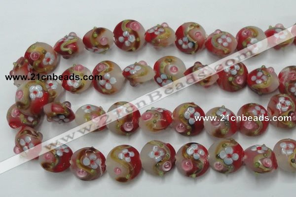 CLG812 15.5 inches 18mm flat round lampwork glass beads wholesale