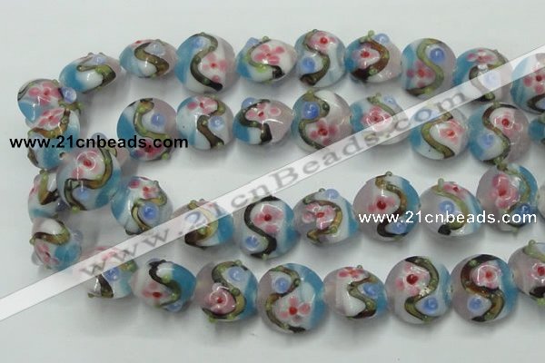 CLG813 15.5 inches 18mm flat round lampwork glass beads wholesale