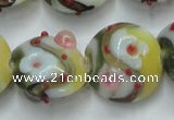 CLG814 15.5 inches 18mm flat round lampwork glass beads wholesale