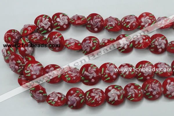 CLG815 15.5 inches 18mm flat round lampwork glass beads wholesale