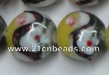 CLG816 15.5 inches 20mm flat round lampwork glass beads wholesale