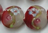 CLG817 15.5 inches 20mm flat round lampwork glass beads wholesale