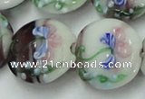 CLG820 15.5 inches 20mm flat round lampwork glass beads wholesale