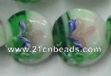 CLG821 15.5 inches 20mm flat round lampwork glass beads wholesale