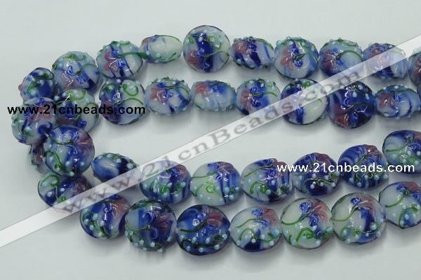 CLG822 15.5 inches 20mm flat round lampwork glass beads wholesale