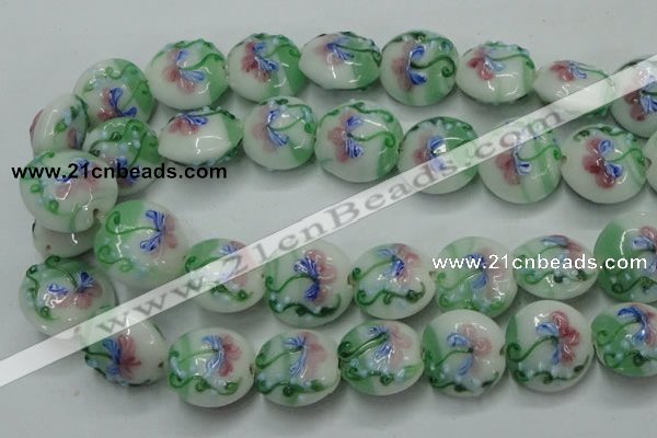 CLG823 15.5 inches 20mm flat round lampwork glass beads wholesale