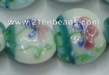 CLG824 15.5 inches 20mm flat round lampwork glass beads wholesale