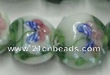 CLG825 15.5 inches 20mm flat round lampwork glass beads wholesale