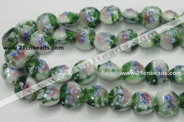 CLG825 15.5 inches 20mm flat round lampwork glass beads wholesale