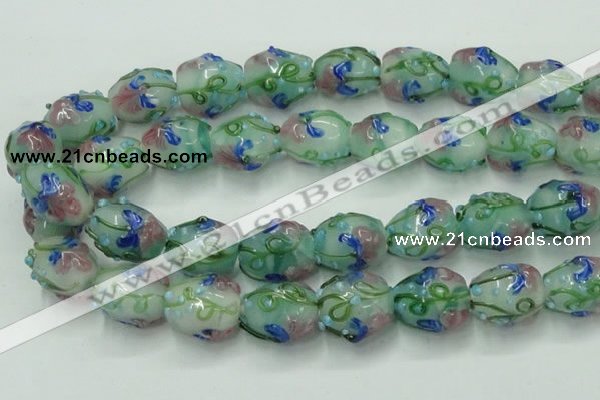 CLG826 15.5 inches 14*18mm pear lampwork glass beads wholesale