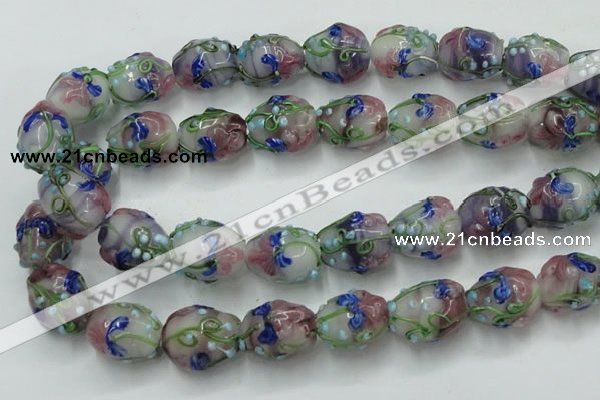CLG827 15.5 inches 14*18mm pear lampwork glass beads wholesale