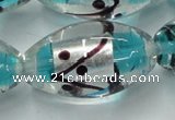 CLG857 15.5 inches 16*28mm rice lampwork glass beads wholesale