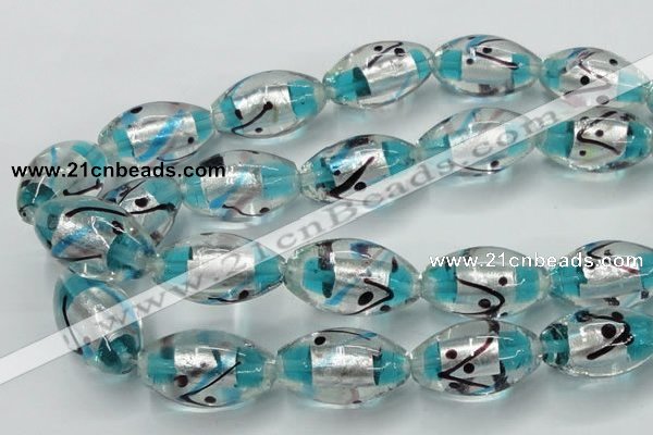 CLG857 15.5 inches 16*28mm rice lampwork glass beads wholesale