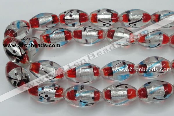 CLG858 15.5 inches 16*28mm rice lampwork glass beads wholesale