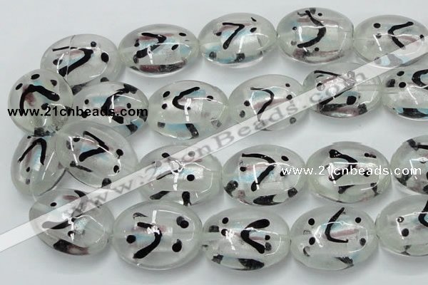 CLG860 15.5 inches 24*30mm oval lampwork glass beads wholesale