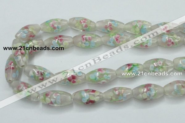 CLG865 14 inches 10*20mm rice lampwork glass beads wholesale