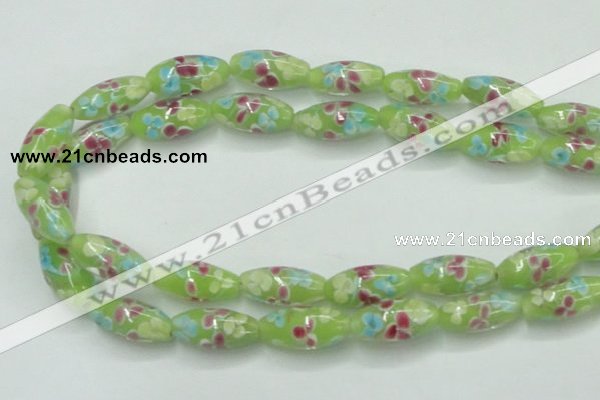 CLG867 15.5 inches 10*20mm rice lampwork glass beads wholesale