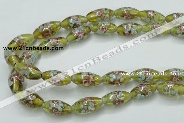 CLG868 15.5 inches 10*20mm rice lampwork glass beads wholesale