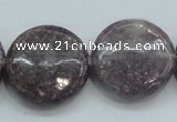 CLI02 15.5 inches 25mm flat round natural lilac jasper beads wholesale