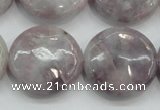 CLI57 15.5 inches 25mm flat round natural lilac jasper beads wholesale