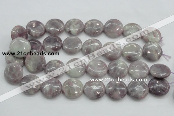 CLI57 15.5 inches 25mm flat round natural lilac jasper beads wholesale