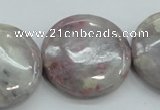 CLI58 15.5 inches 30mm flat round natural lilac jasper beads wholesale