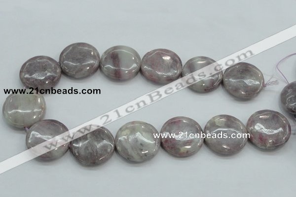 CLI58 15.5 inches 30mm flat round natural lilac jasper beads wholesale