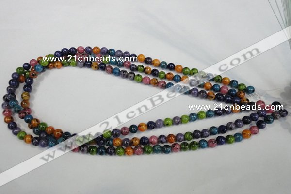 CLJ215 15.5 inches 6mm round mixed color dyed sesame jasper beads