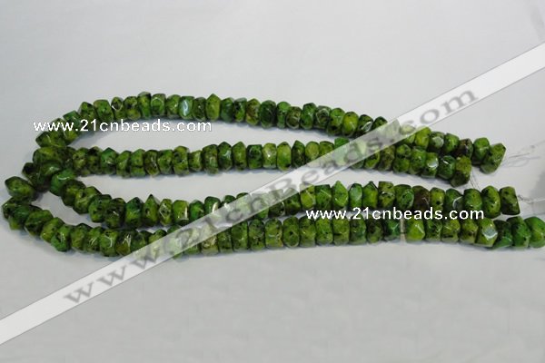 CLJ245 15.5 inches 6*11mm faceted nuggets dyed sesame jasper beads