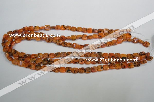 CLJ252 15.5 inches 8*8mm square dyed sesame jasper beads wholesale