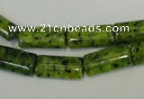 CLJ300 15.5 inches 8*16mm flat tube dyed sesame jasper beads wholesale