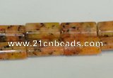 CLJ301 15.5 inches 8*16mm flat tube dyed sesame jasper beads wholesale