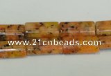 CLJ301 15.5 inches 8*16mm flat tube dyed sesame jasper beads wholesale