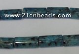 CLJ305 15.5 inches 8*16mm flat tube dyed sesame jasper beads wholesale