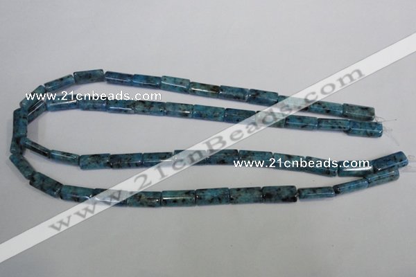 CLJ305 15.5 inches 8*16mm flat tube dyed sesame jasper beads wholesale