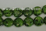 CLJ312 15.5 inches 12mm flat round dyed sesame jasper beads wholesale