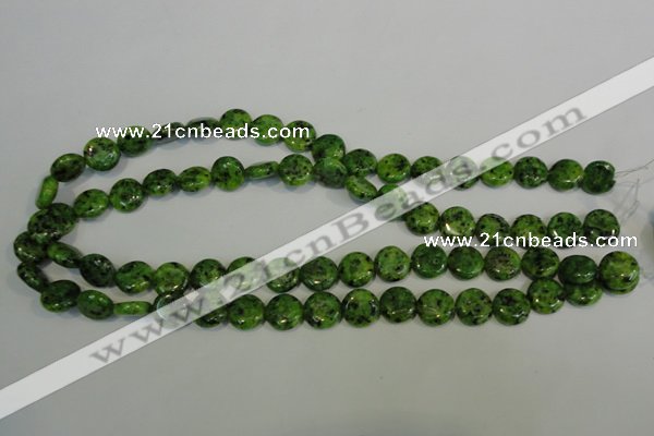 CLJ312 15.5 inches 12mm flat round dyed sesame jasper beads wholesale