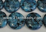 CLJ314 15.5 inches 20mm flat round dyed sesame jasper beads wholesale