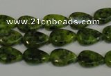 CLJ330 15.5 inches 8*12mm flat teardrop dyed sesame jasper beads