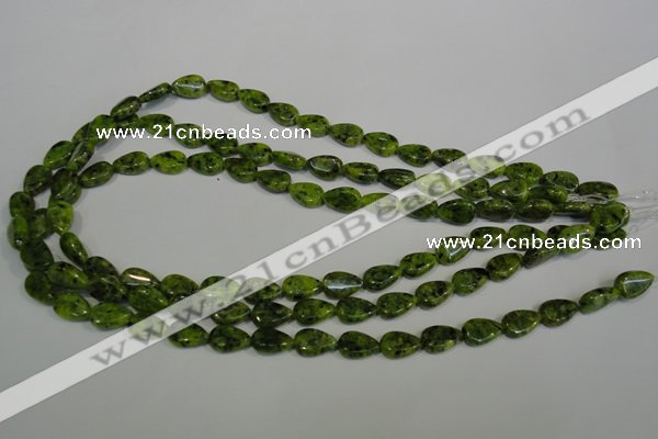 CLJ330 15.5 inches 8*12mm flat teardrop dyed sesame jasper beads