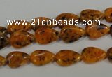 CLJ331 15.5 inches 8*12mm flat teardrop dyed sesame jasper beads