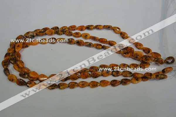 CLJ331 15.5 inches 8*12mm flat teardrop dyed sesame jasper beads