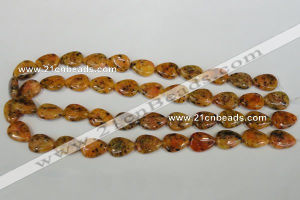 CLJ336 15.5 inches 13*18mm flat teardrop dyed sesame jasper beads