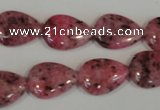 CLJ337 15.5 inches 13*18mm flat teardrop dyed sesame jasper beads