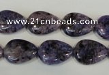 CLJ338 15.5 inches 13*18mm flat teardrop dyed sesame jasper beads