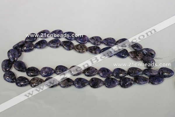 CLJ338 15.5 inches 13*18mm flat teardrop dyed sesame jasper beads