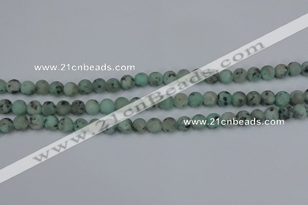 CLJ411 15.5 inches 6mm round matte sesame jasper beads wholesale