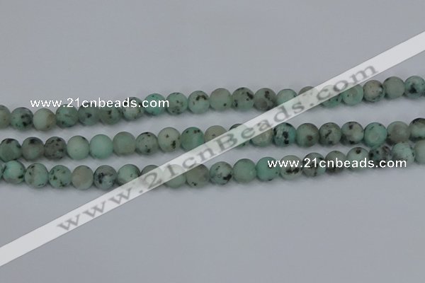 CLJ412 15.5 inches 8mm round matte sesame jasper beads wholesale